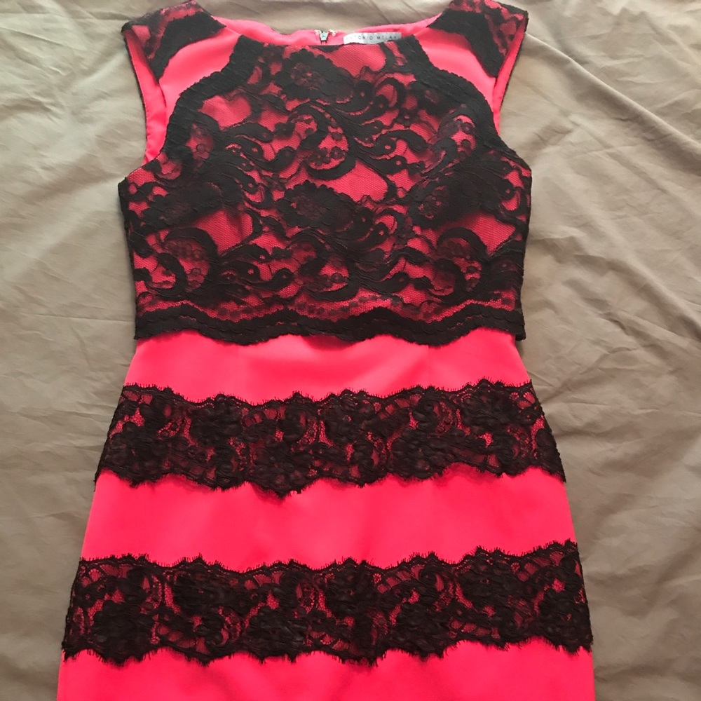 Pink/ Black Lace Dress